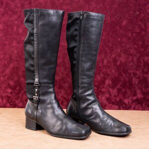 Liz Clairborne Women Black Leather Vintage Retro 90s Tall Boots sz 8.5